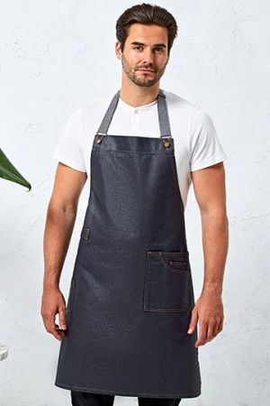 District Waxed Look Denim Bib Apron