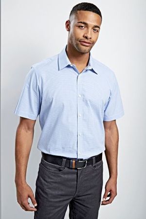 Men´s Microcheck (Gingham) Short Sleeve Cotton Shirt