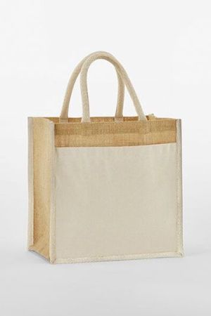 Cotton Pocket Natural Starched Jute Midi Bag