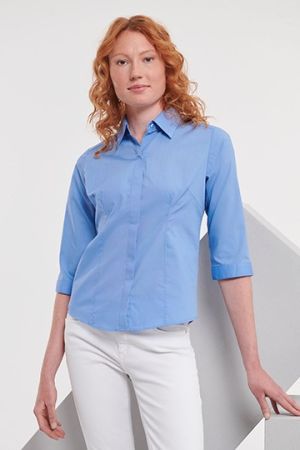 Ladies´ 3/4 Sleeve Fitted Polycotton Poplin Shirt