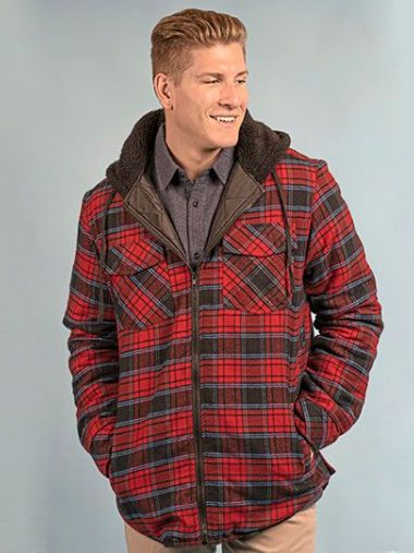 Men´s Flannel Jacket With Sherpa Hoodie