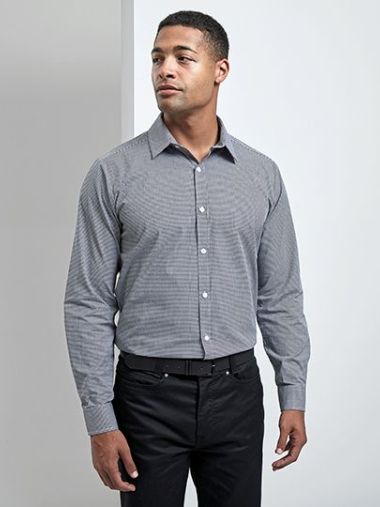 Men´s Microcheck (Gingham) Long Sleeve Cotton Shirt