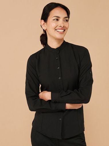 Ladies´ Mandarin Shirt Roll Tab Sleeve