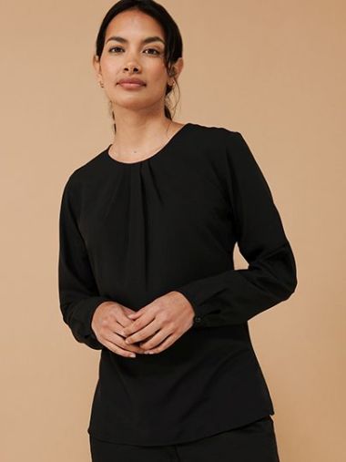 Ladies´ Pleat Front Long Sleeved Blouse